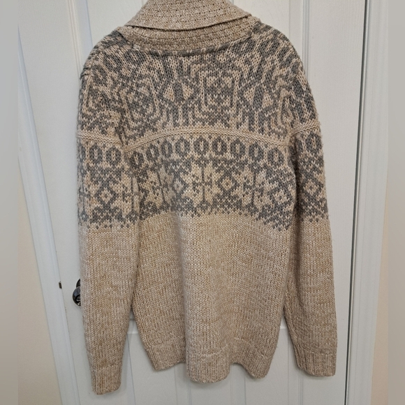 Triple Five Soul Cardigan Men's Medium Sweater Oatmeal Beige Grey Knit - Picture 12 of 13